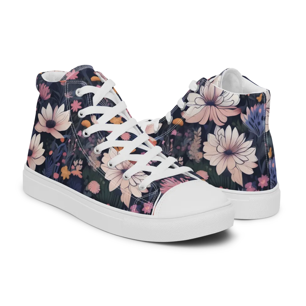 Moonlit Meadow on Men's High Top Canvas Shoes — Right