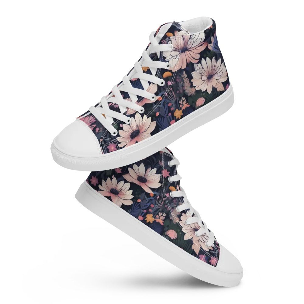 Moonlit Meadow on Men's High Top Canvas Shoes — Front