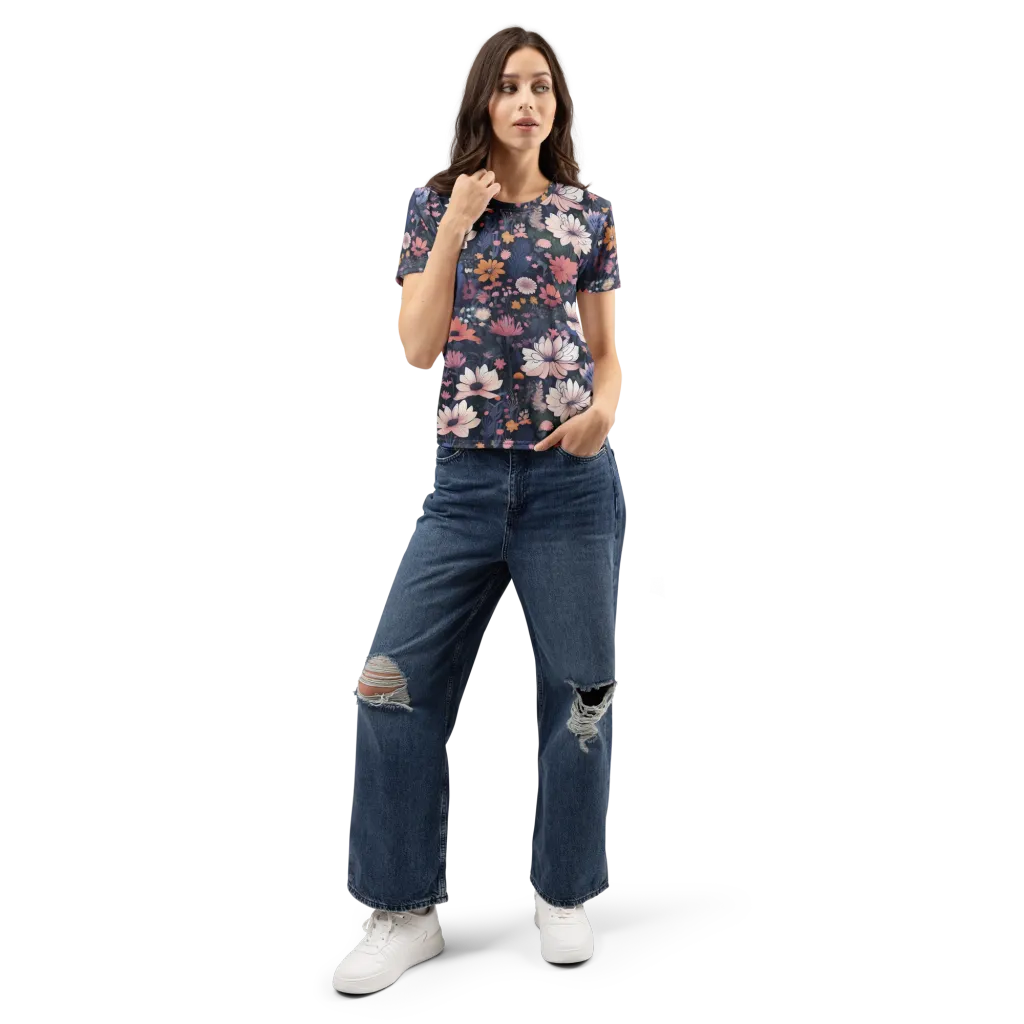 Moonlit Meadow on Women's Crew Neck T-Shirt — Front