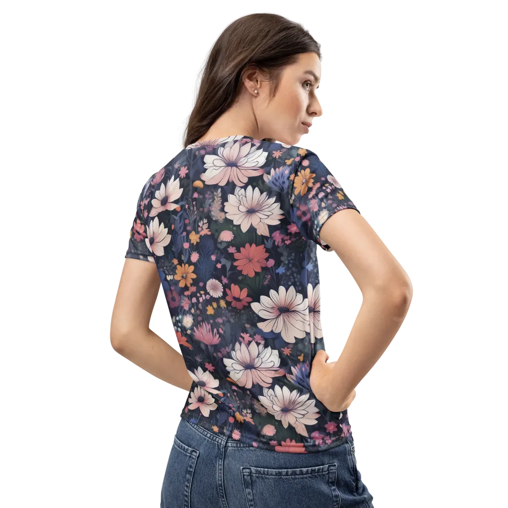 Moonlit Meadow on Women's Crew Neck T-Shirt — Back