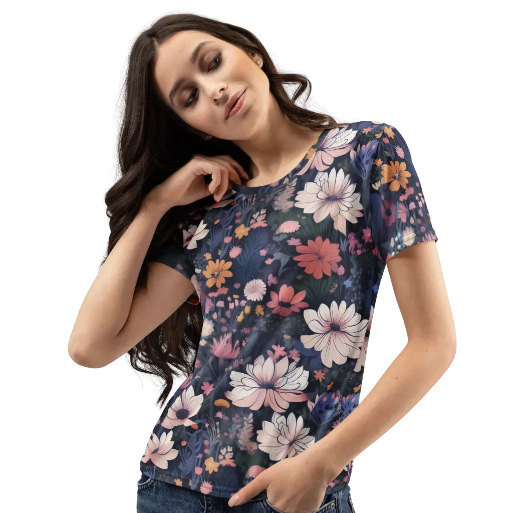 Moonlit Meadow on Women's Crew Neck T-Shirt — Left Front