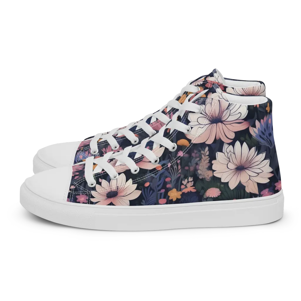 Moonlit Meadow on Women's High Top Canvas Shoes — Left