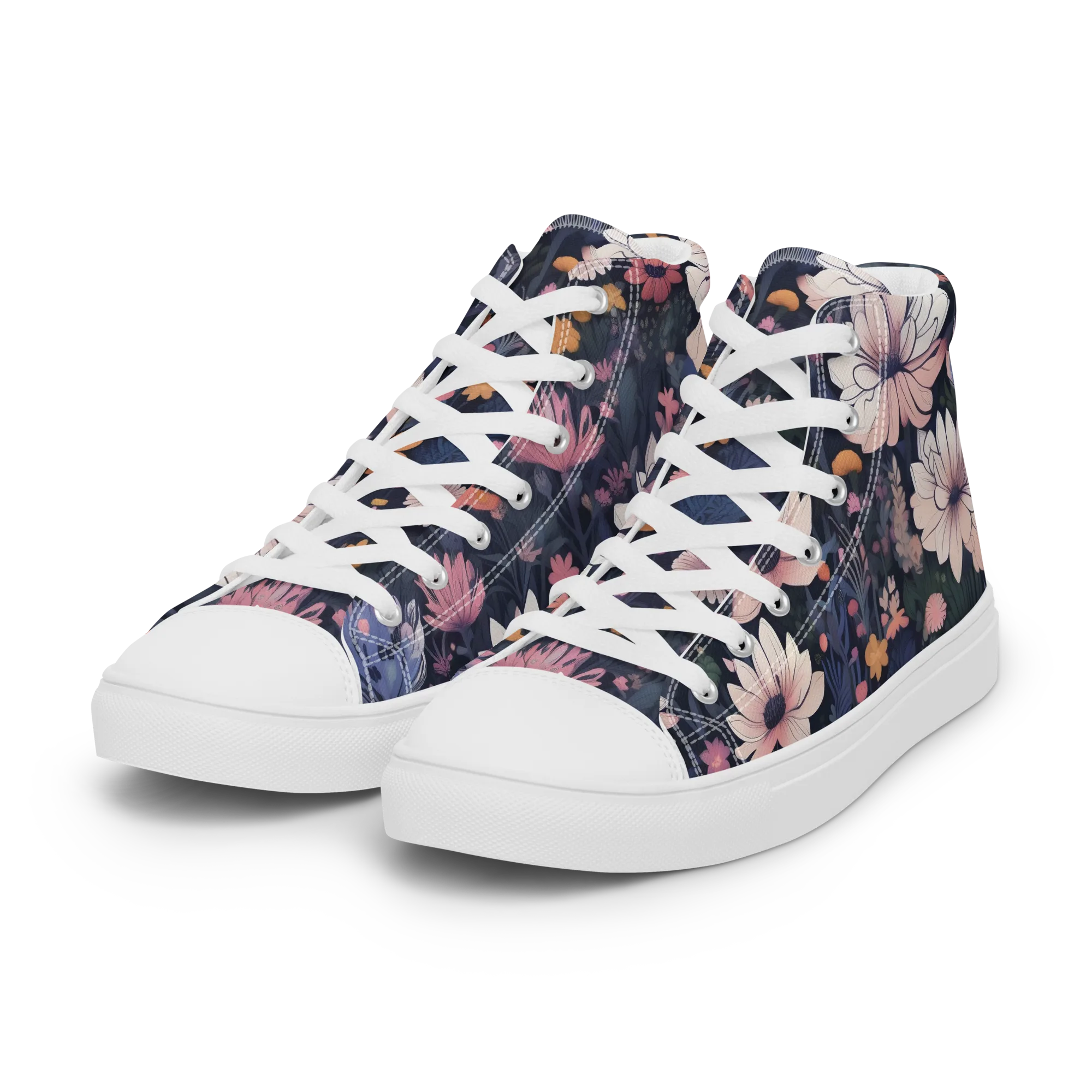 Moonlit Meadow on Women's High Top Canvas Shoes — Left Front