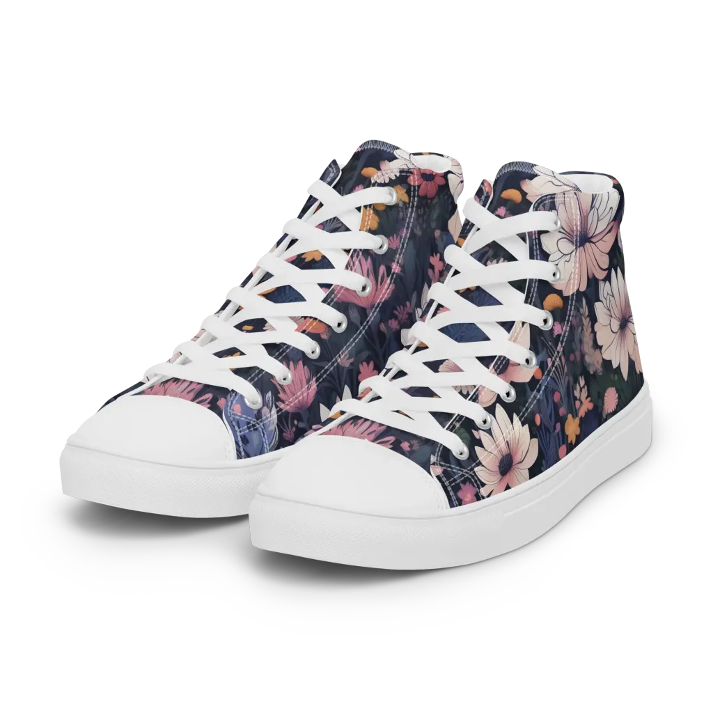 Moonlit Meadow on Women's High Top Canvas Shoes — Left Front