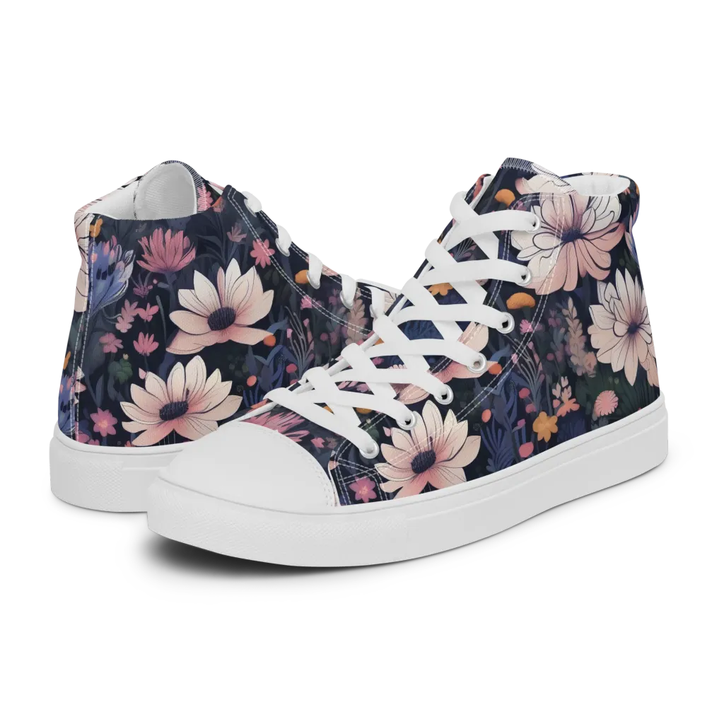 Moonlit Meadow on Women's High Top Canvas Shoes — Left