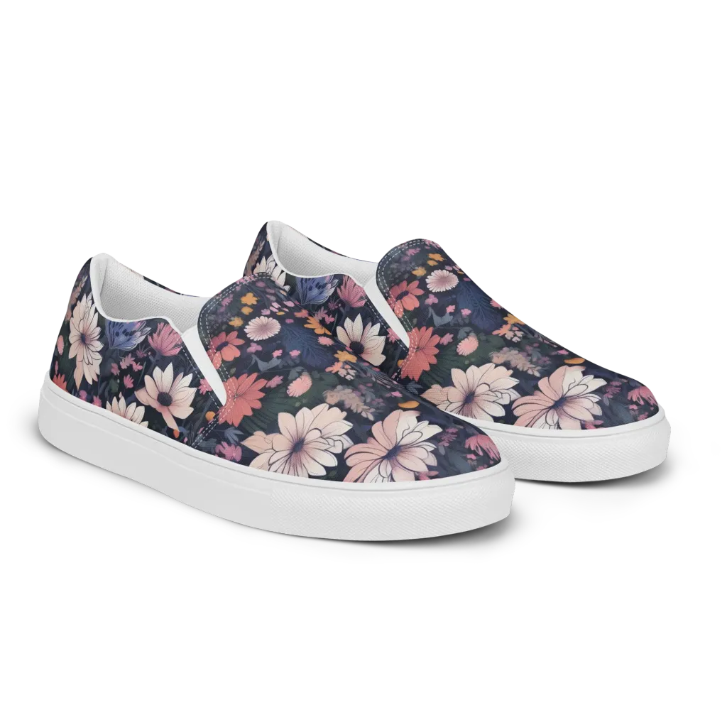 Moonlit Meadow on Men's Slip-On Canvas Shoes — Right Front