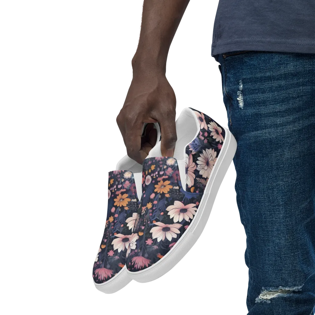 Moonlit Meadow on Men's Slip-On Canvas Shoes — Left Front