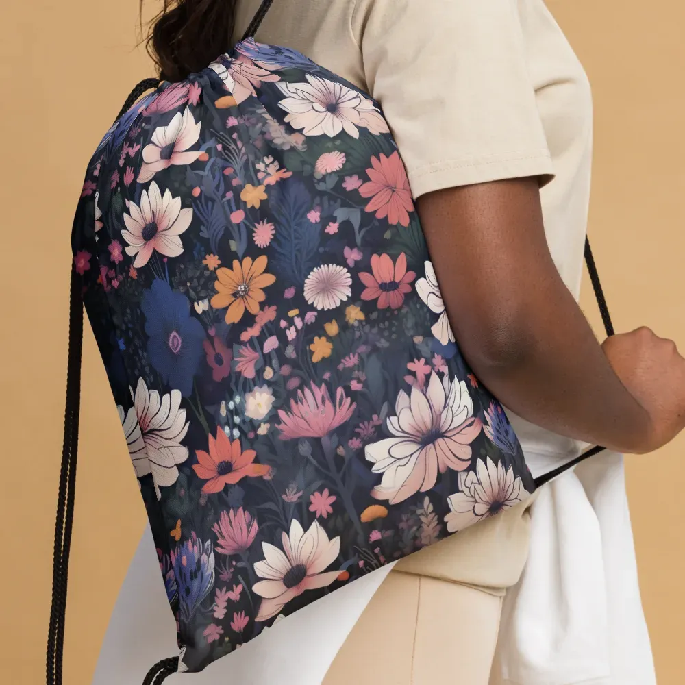 Moonlit Meadow on Drawstring Bag — Front