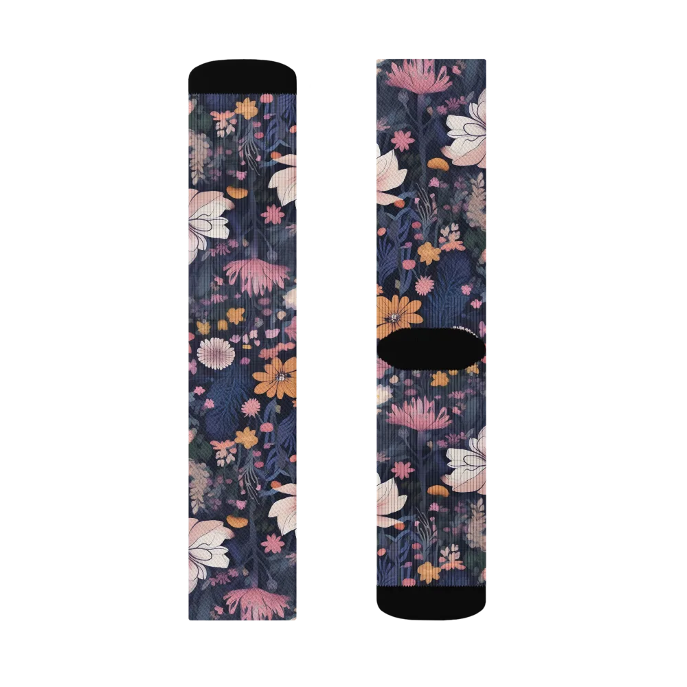 Moonlit Meadow on Socks — Left Sock