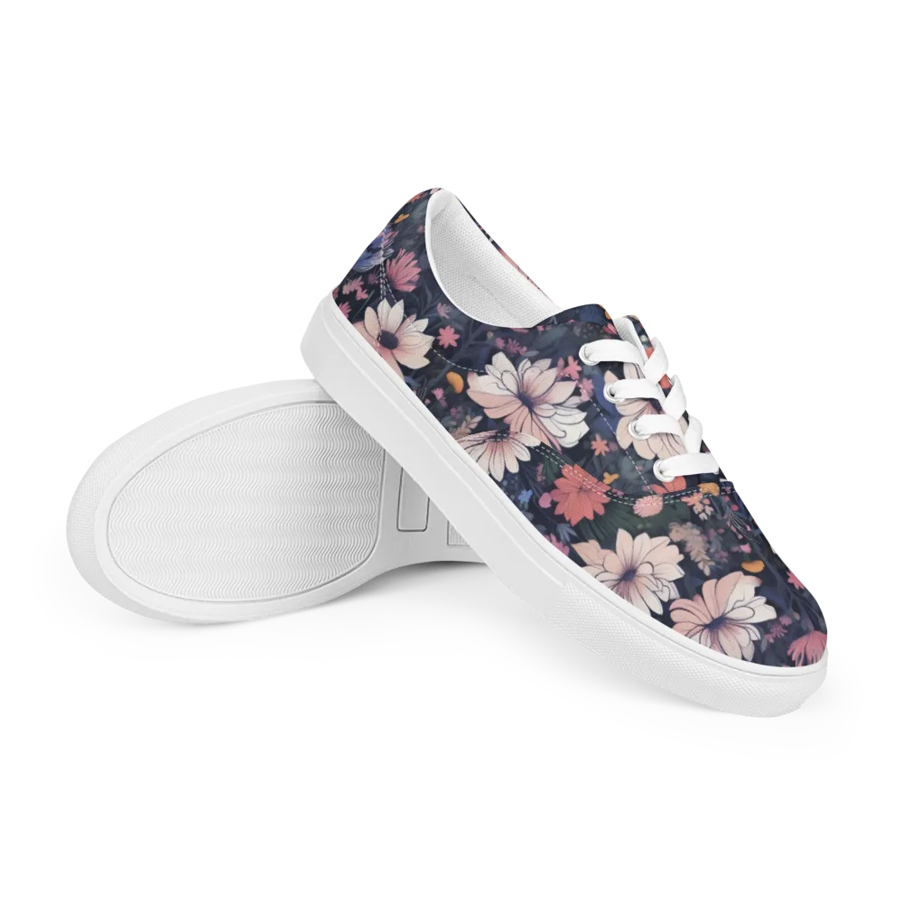 Moonlit Meadow on Men's Lace-Up Canvas Shoes — Right Front