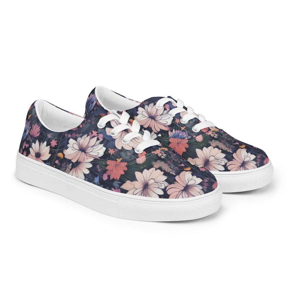 Moonlit Meadow on Men's Lace-Up Canvas Shoes — Right Front