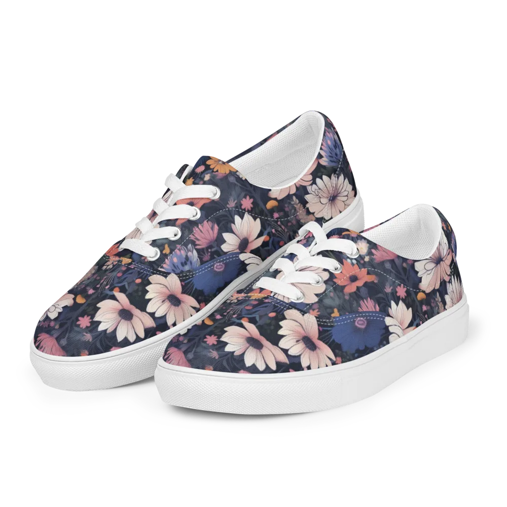 Moonlit Meadow on Men's Lace-Up Canvas Shoes — Left Front