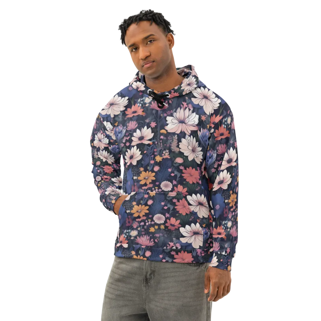 Moonlit Meadow on Cotton Hoodie — Left Front