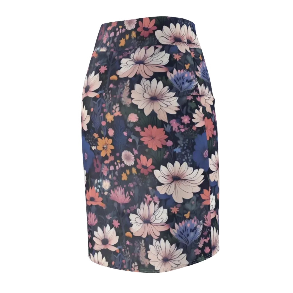 Moonlit Meadow on Pencil Skirt — Back Side