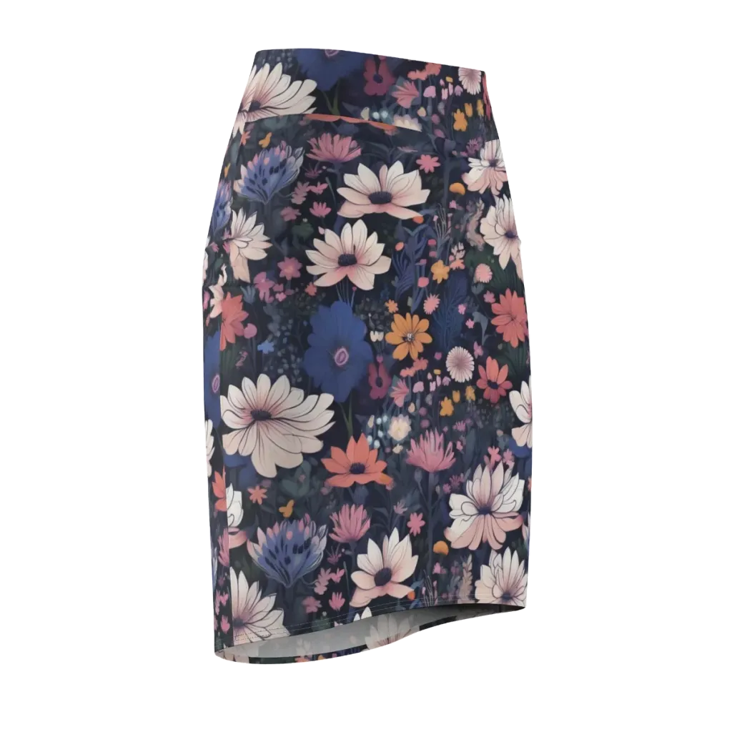 Moonlit Meadow on Pencil Skirt — Front Side