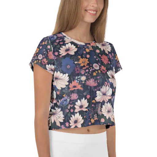 Moonlit Meadow on a Crop Tee
