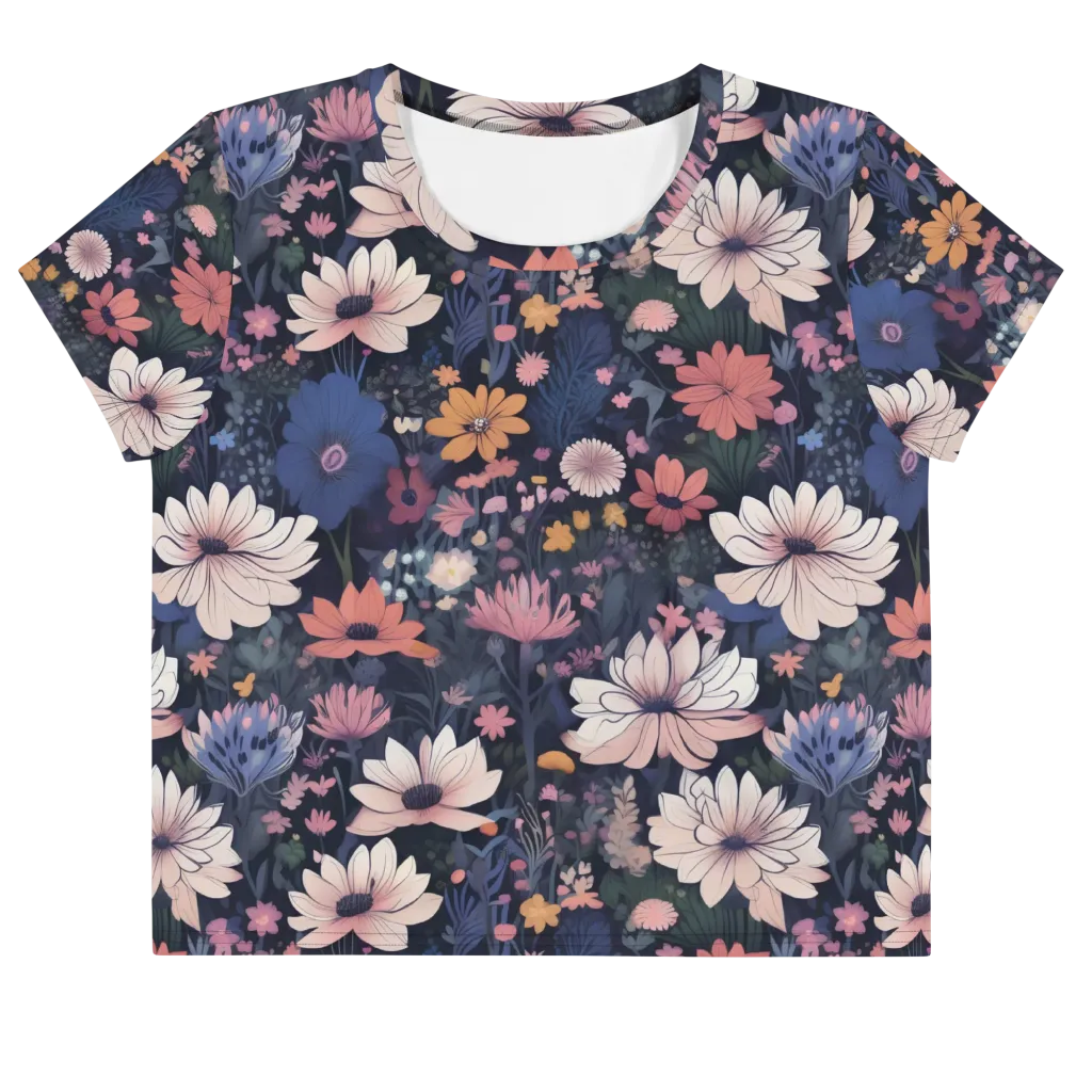 Moonlit Meadow on Crop Tee — Front