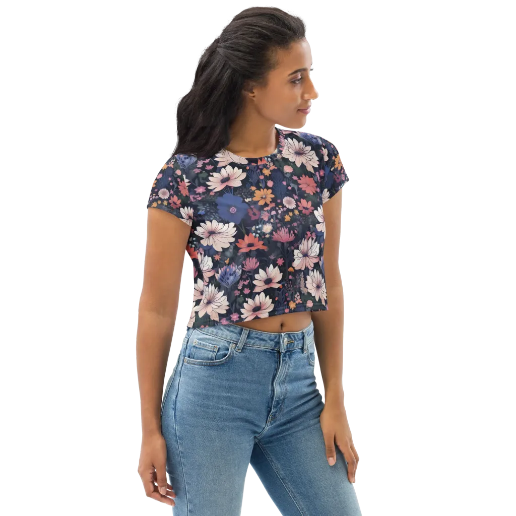 Moonlit Meadow on Crop Tee — Right Front