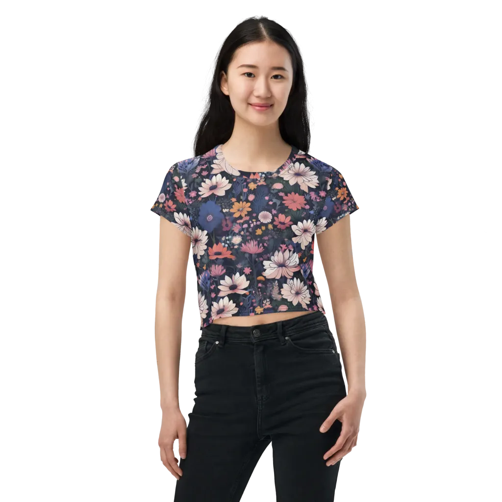 Moonlit Meadow on Crop Tee — Front