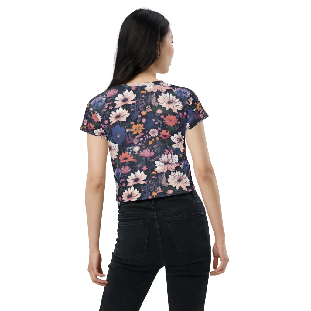 Moonlit Meadow on Crop Tee — Back