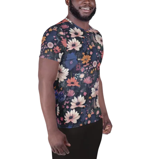 Moonlit Meadow on a Men's Athletic T-Shirt