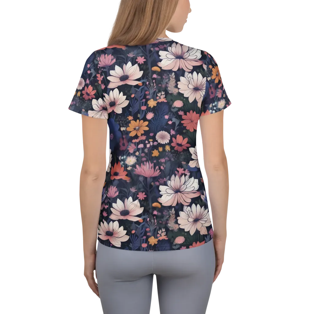 Moonlit Meadow on Women's Athletic T-Shirt — Back
