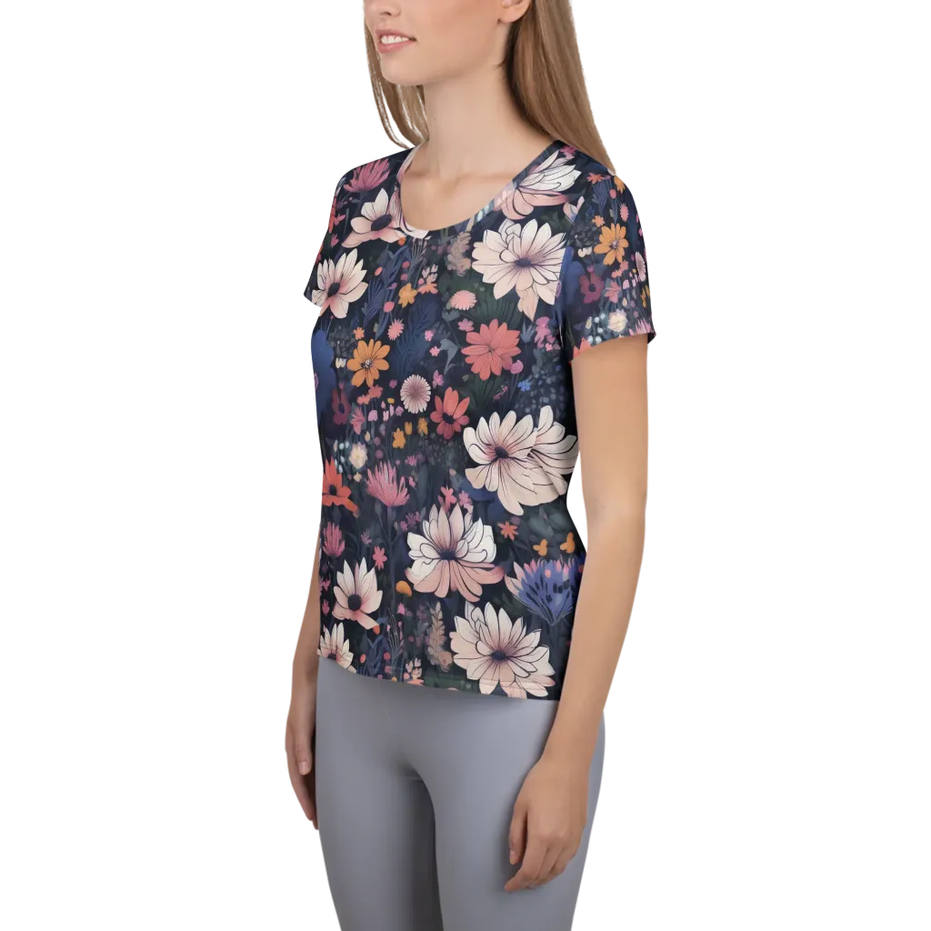 Moonlit Meadow on Women's Athletic T-Shirt — Left