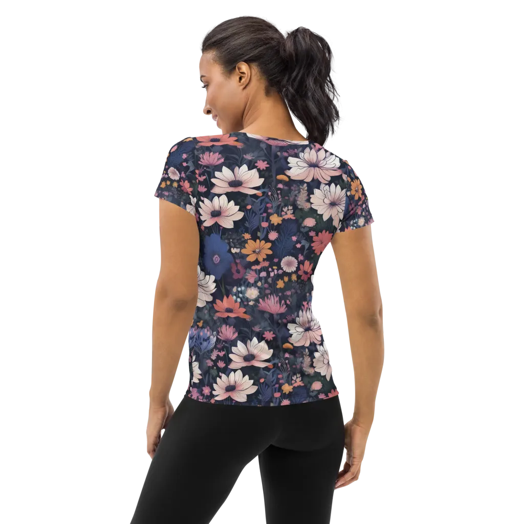 Moonlit Meadow on Women's Athletic T-Shirt — Back