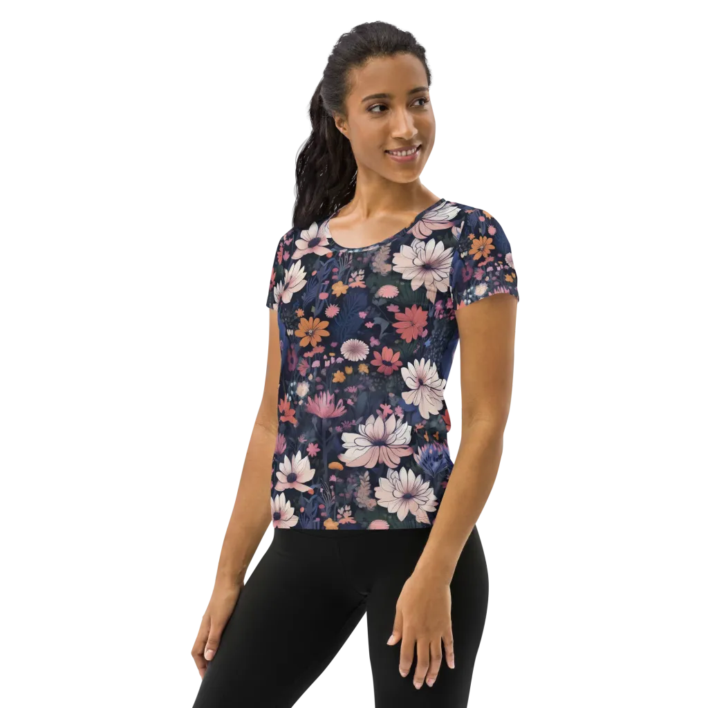 Moonlit Meadow on Women's Athletic T-Shirt — Left