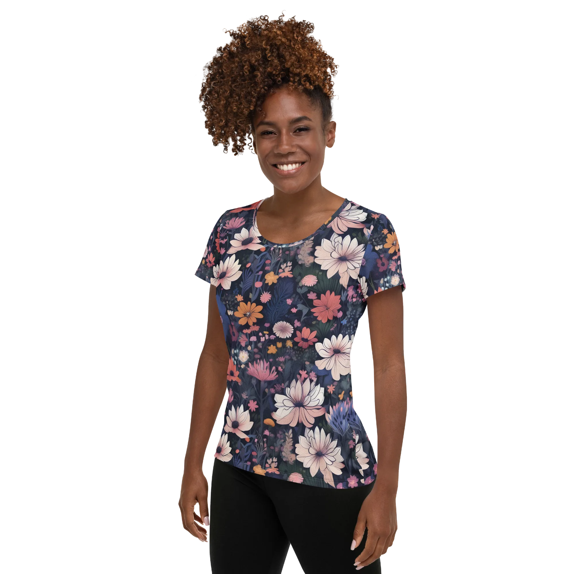 Moonlit Meadow on Women's Athletic T-Shirt — Left