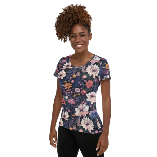 Moonlit Meadow on a Women's Athletic T-Shirt