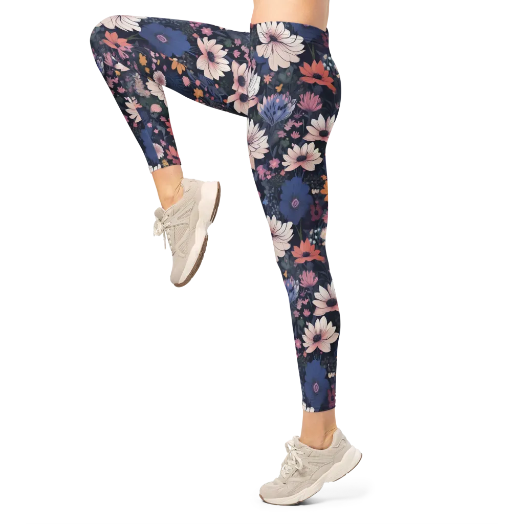 Moonlit Meadow on Leggings — Left