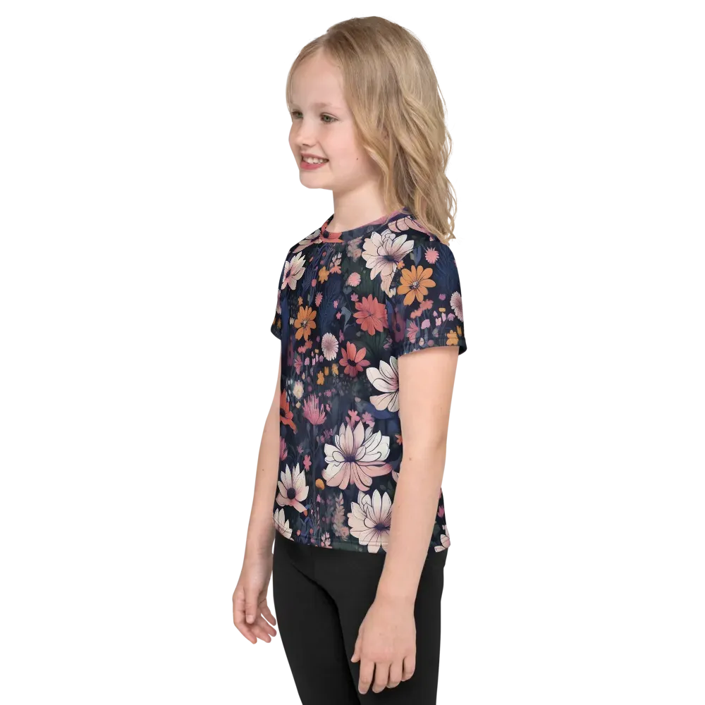 Moonlit Meadow on Kids Crew Neck T-Shirt — Left