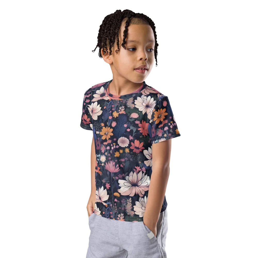Moonlit Meadow on Kids Crew Neck T-Shirt — Left Front