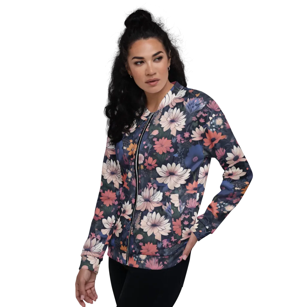 Moonlit Meadow on Bomber Jacket — Left