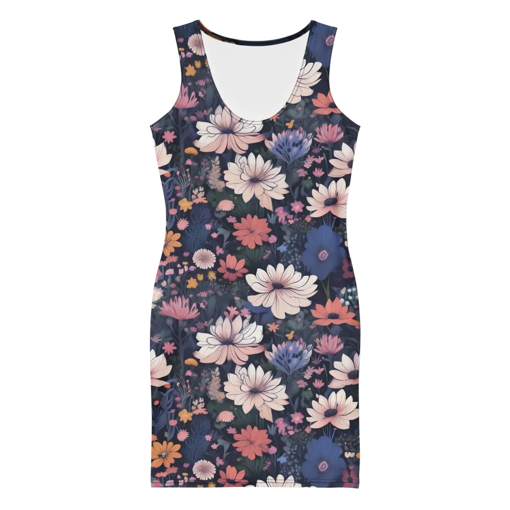 Moonlit Meadow on Bodycon Dress — Front