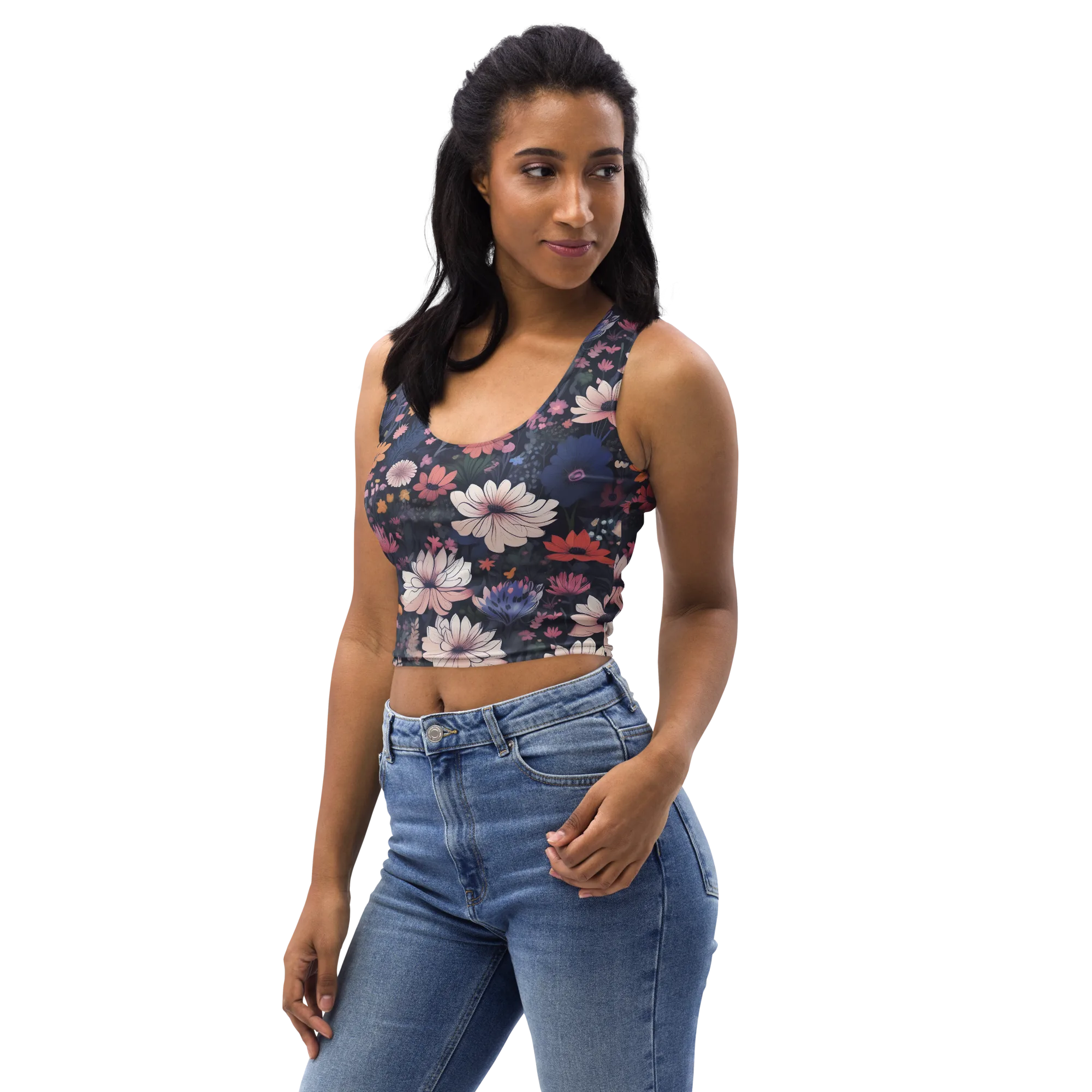 Moonlit Meadow on Crop Top — Left Front