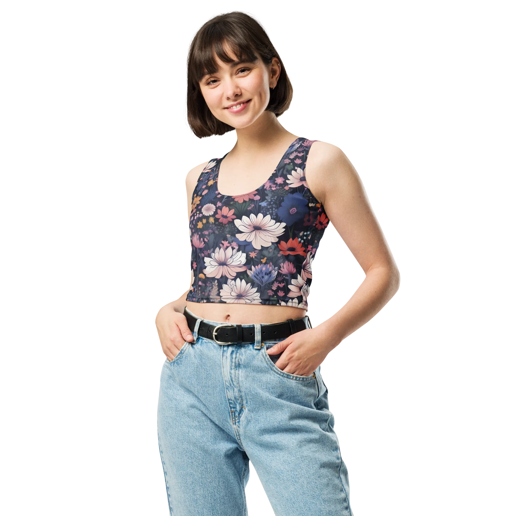 Moonlit Meadow on Crop Top — Front