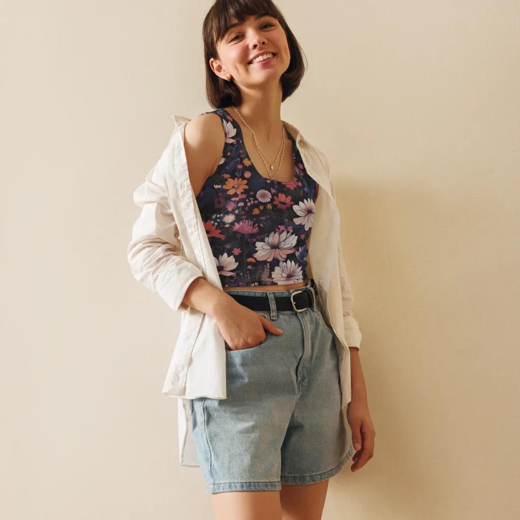 Moonlit Meadow on Crop Top — Front
