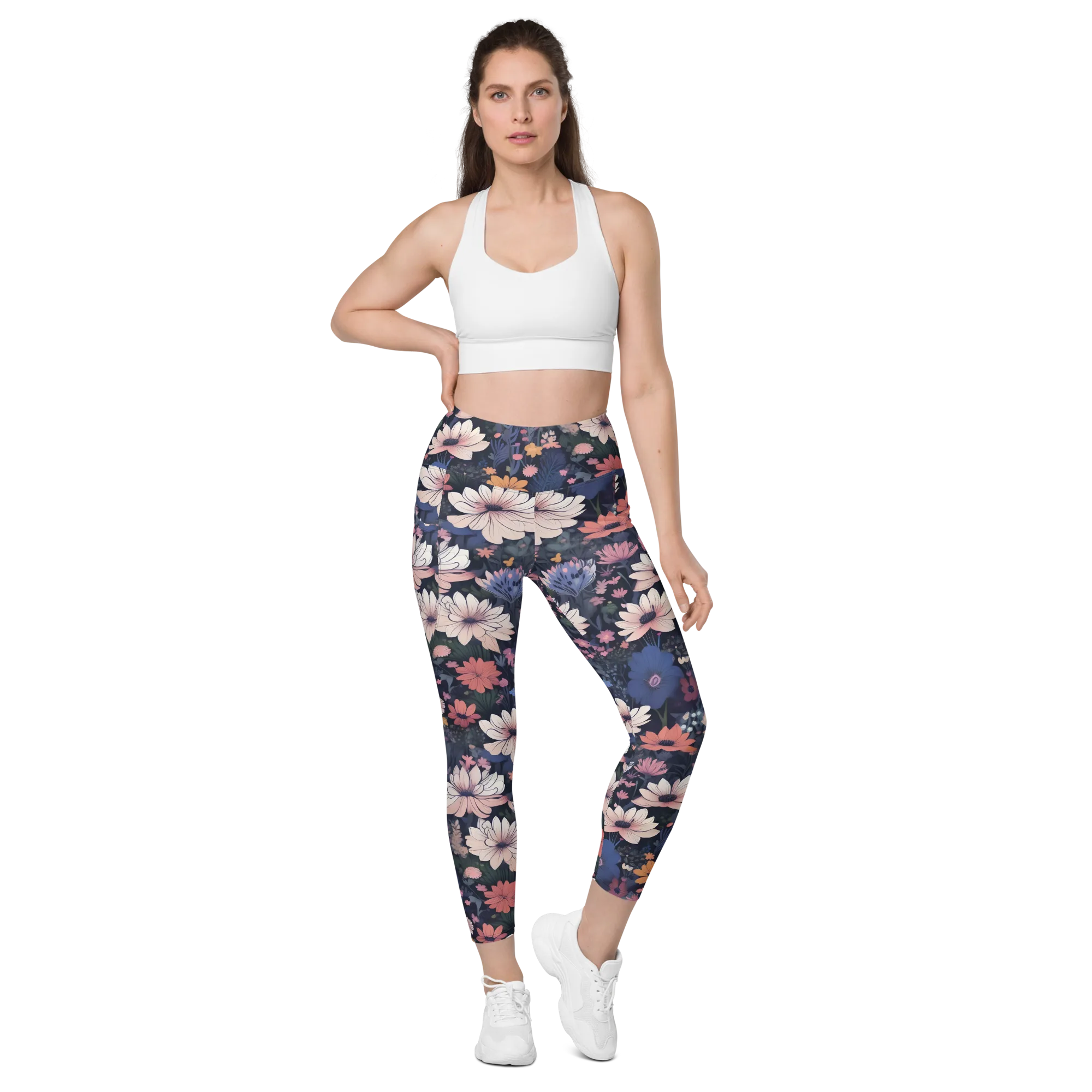 Moonlit Meadow on Leggings with Pockets — Front