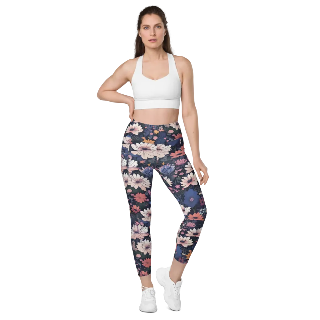 Moonlit Meadow on Leggings with Pockets — Front
