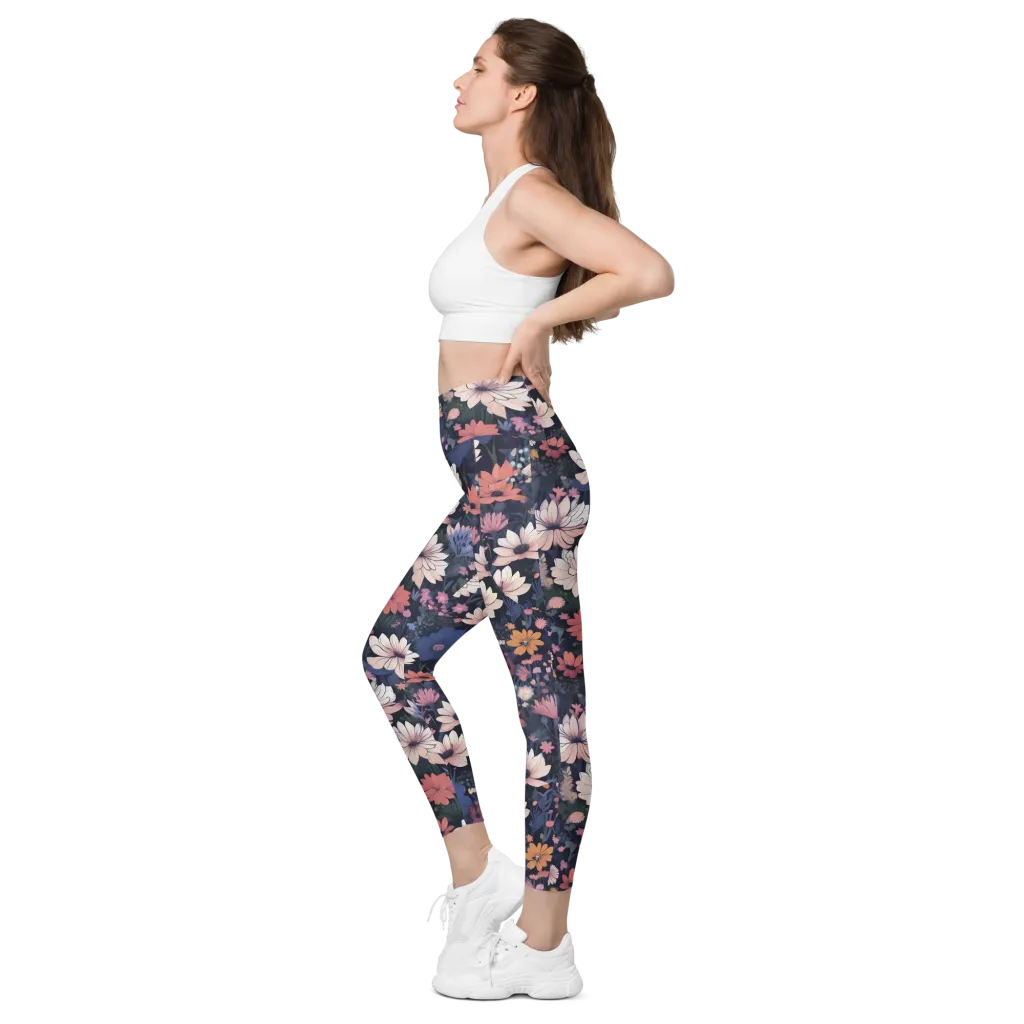 Moonlit Meadow on Leggings with Pockets — Left