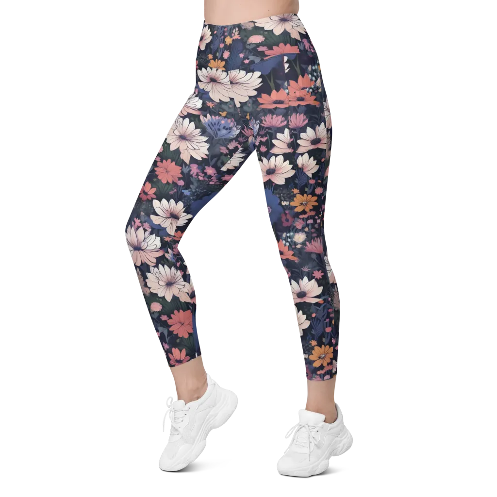Moonlit Meadow on Leggings with Pockets — Left Front