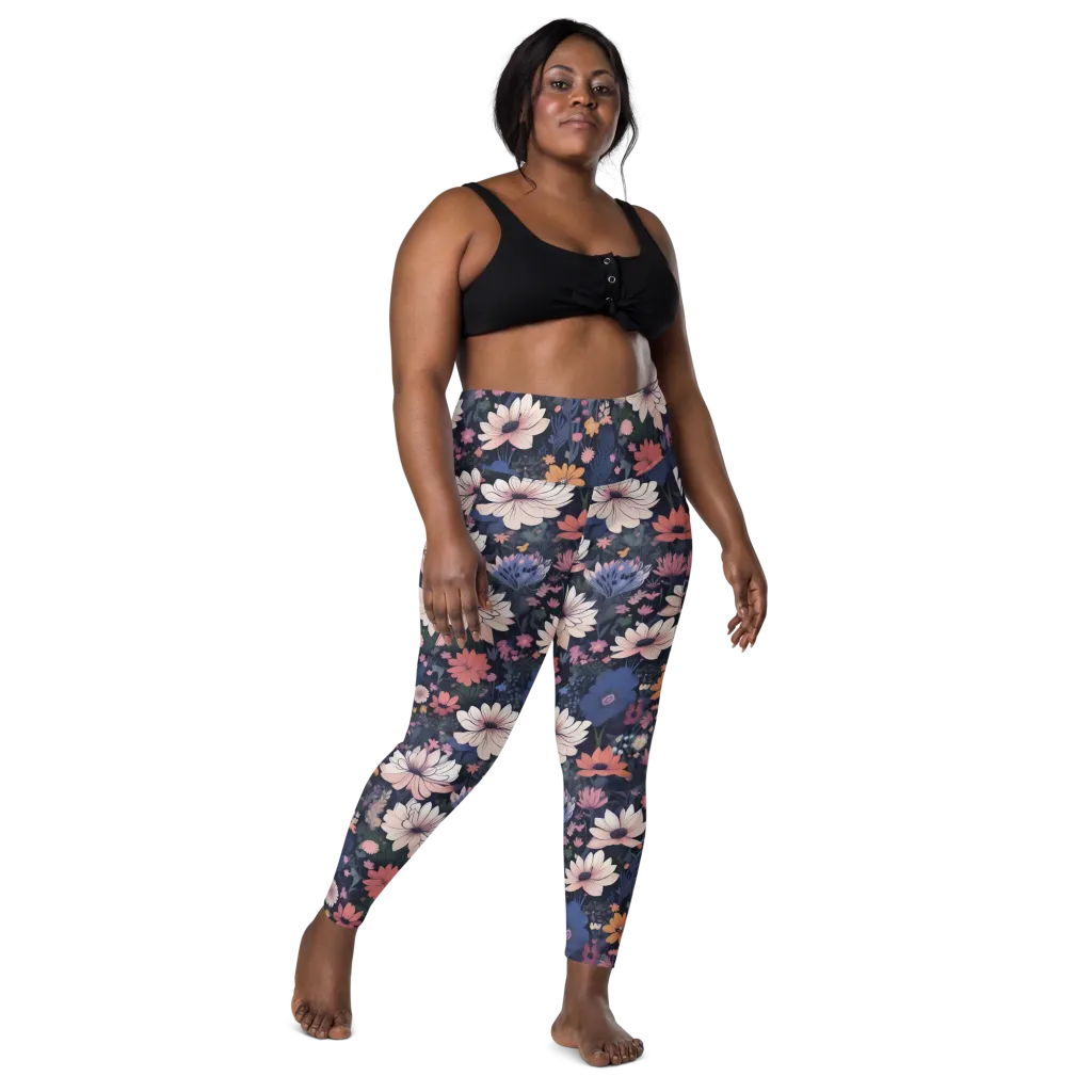 Moonlit Meadow on Leggings with Pockets — Front