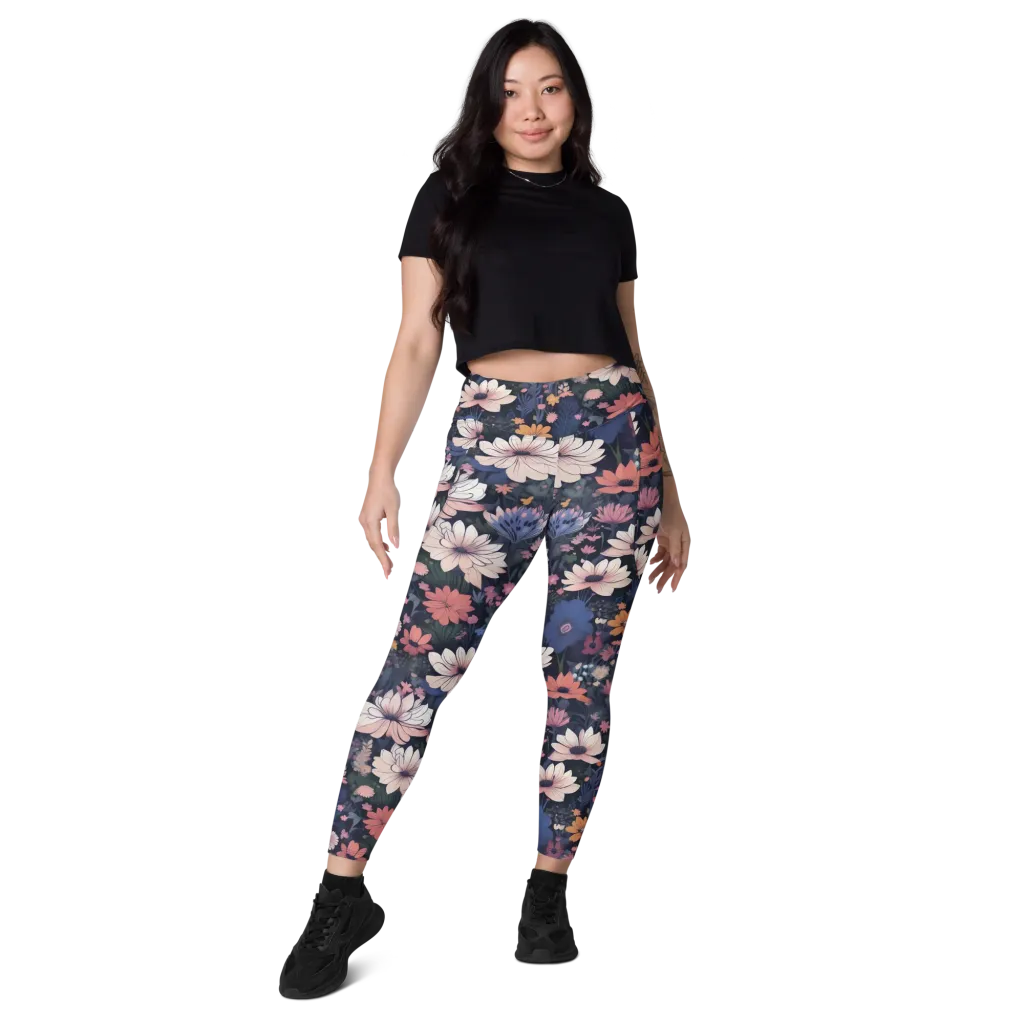 Moonlit Meadow on Leggings with Pockets — Front