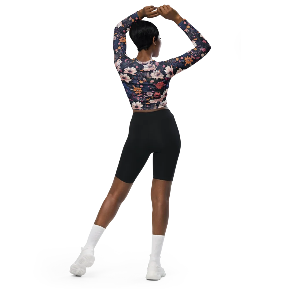 Moonlit Meadow on Long Sleeve Crop Top — Back