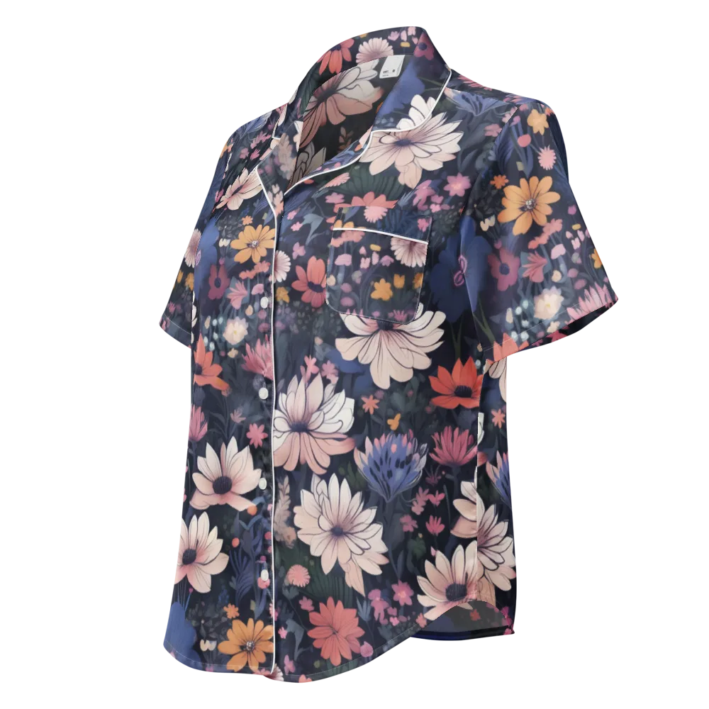 Moonlit Meadow on Women's Short Sleeve Pajama Top — Left Front