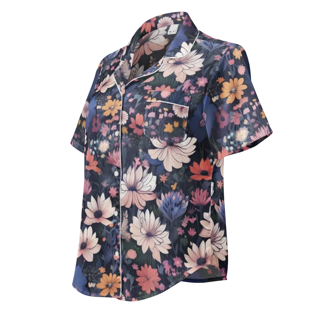 Moonlit Meadow on Women's Short Sleeve Pajama Top — Left Front