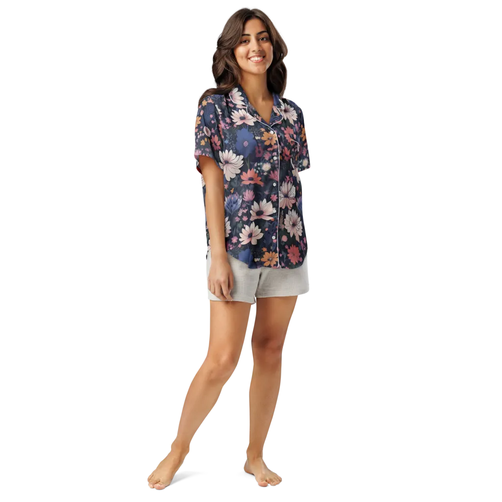 Moonlit Meadow on Women's Short Sleeve Pajama Top — Front