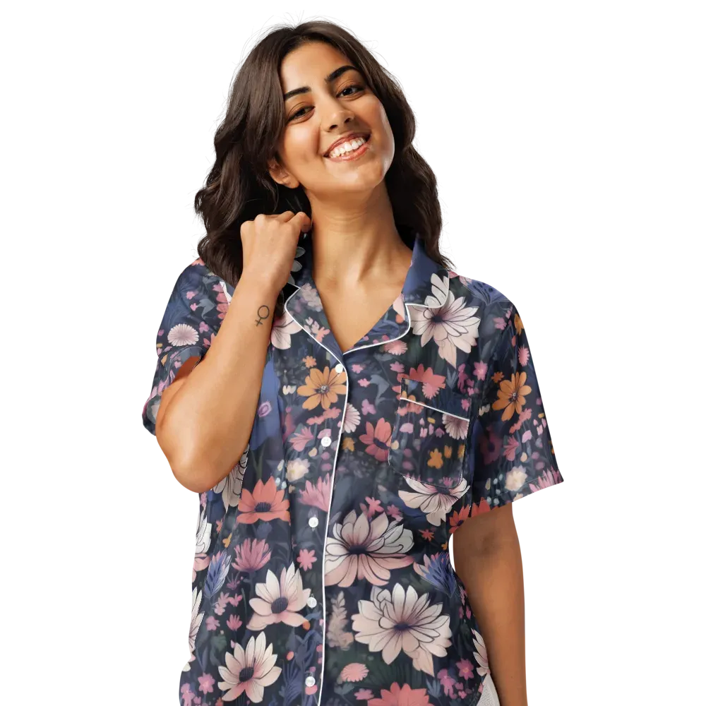 Moonlit Meadow on Women's Short Sleeve Pajama Top — Front